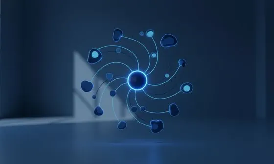 Nod central luminos legat de mai multe puncte, ca o rețea
